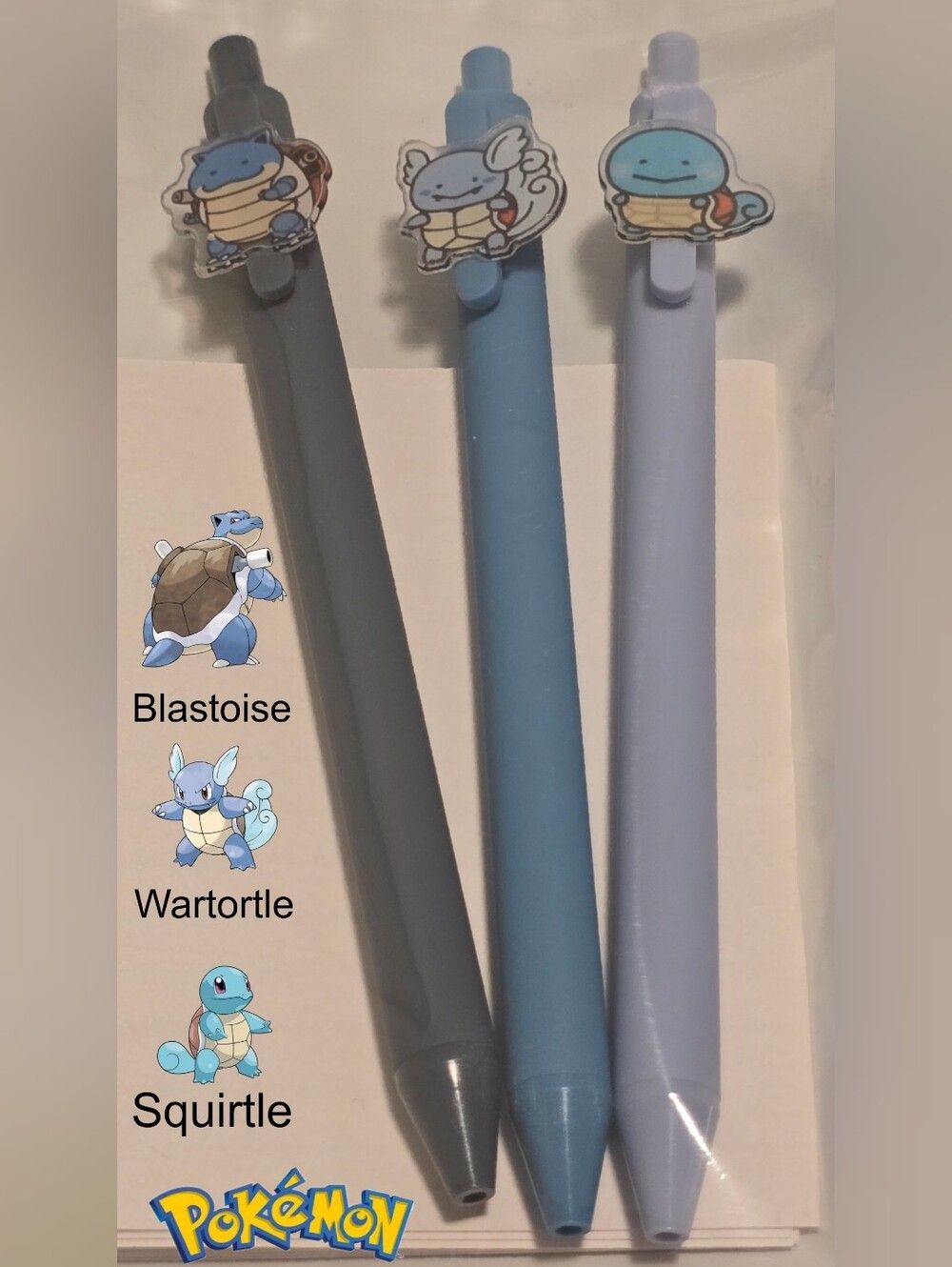 Pokemon Blastoise Wartortle Squirtle Gel Pens Set